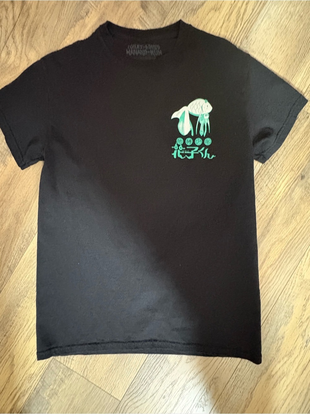 Black Graphic Short-Sleeve Tee with Mint Green Print